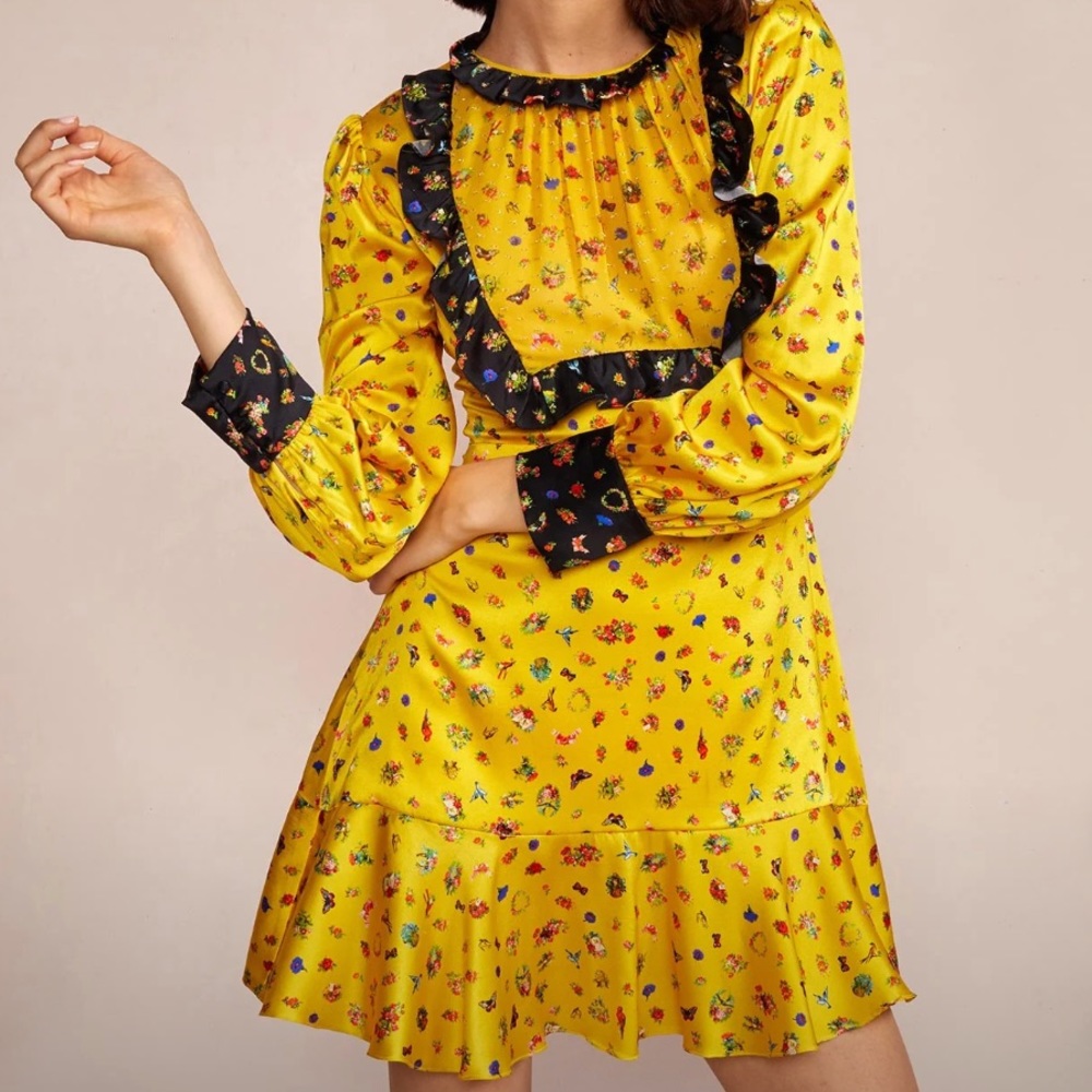 Cynthia Rowley Aiko Ruffle Trim Long Sleeve Mini Dress - 0